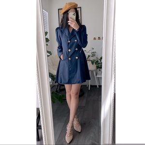 French Navy trench coat dress with pockets